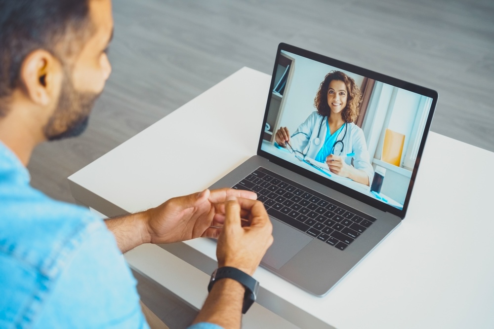 Male consulting virtual therapy for ADHD mental health